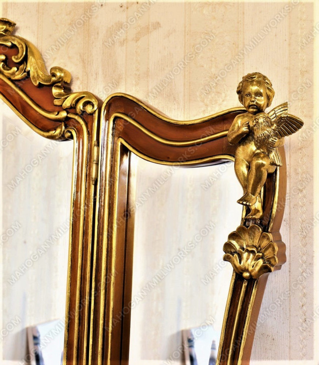 Custom Rococo Crossbanded Inlay Ladies Make up Vanity