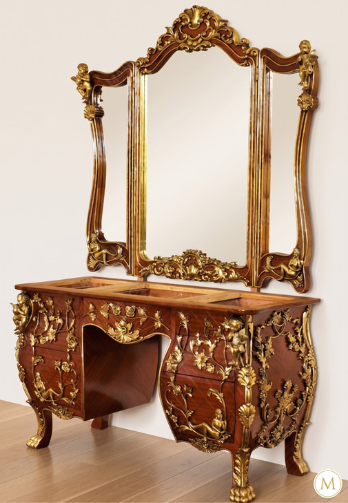 Rococo Inlaid Ladies Make up Vanity