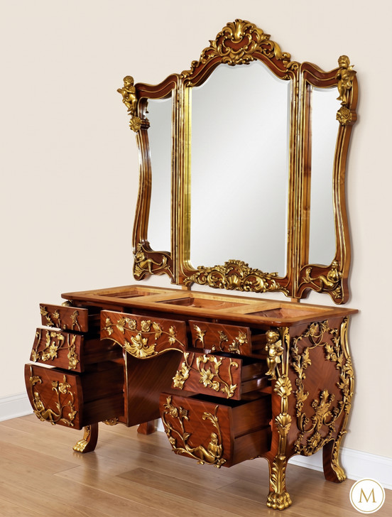Rococo Inlaid Ladies Make up Vanity