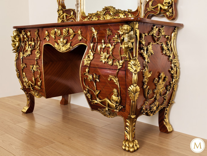 Rococo Inlaid Ladies Make up Vanity