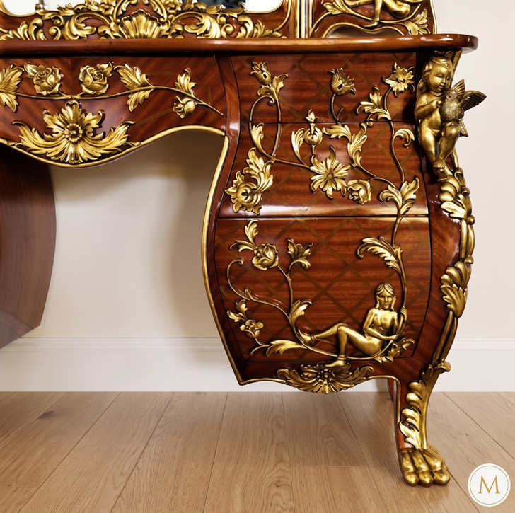 Rococo Inlaid Ladies Make up Vanity