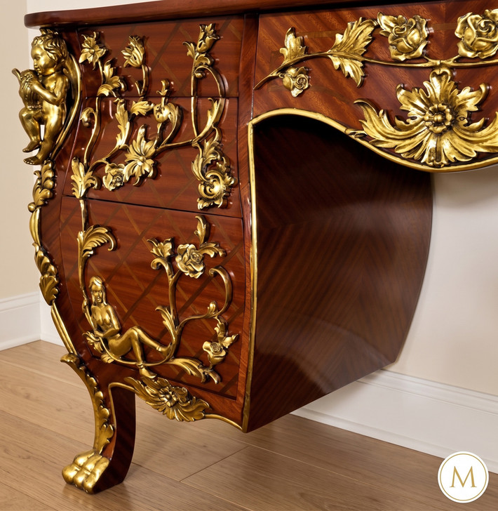 Rococo Inlaid Ladies Make up Vanity