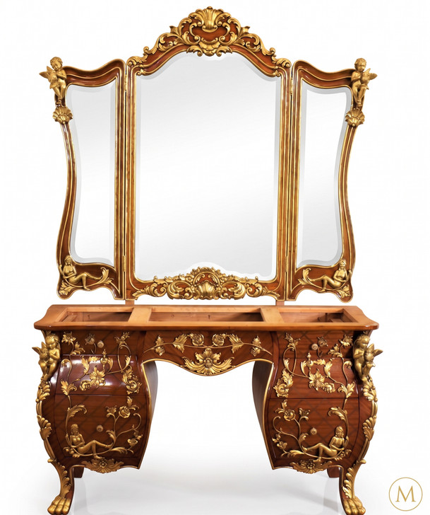 Rococo Inlaid Ladies Make up Vanity