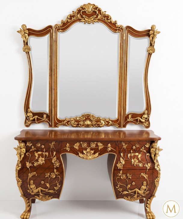 Rococo Inlaid Ladies Make up Vanity