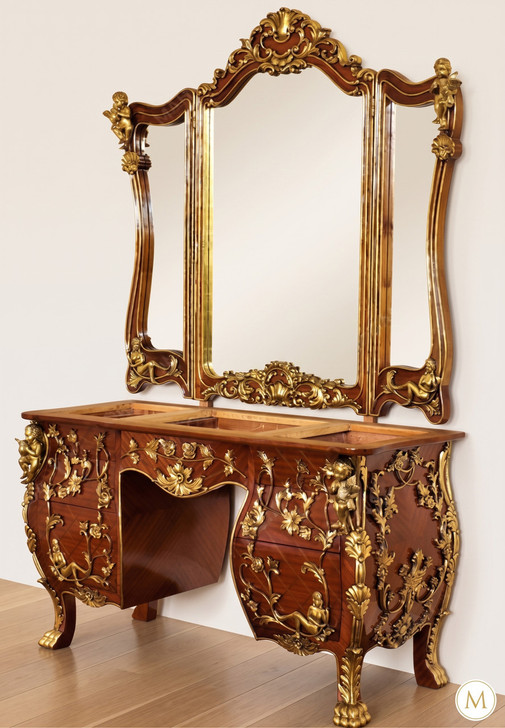 Rococo Inlaid Ladies Make up Vanity