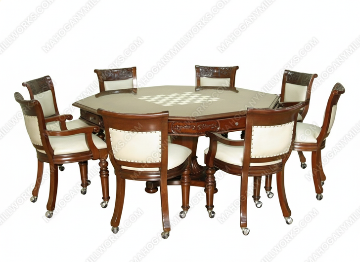 Mahogany Genuine Leather Game Poker Chairs (8)