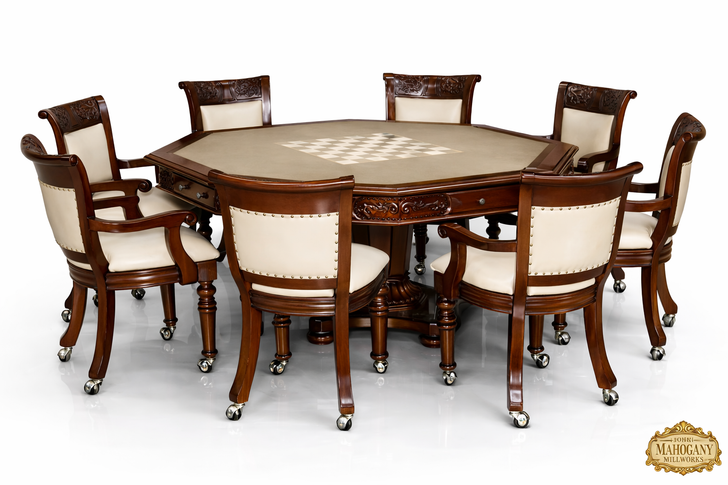 Genuine Leather Game Poker Chairs Set (8)