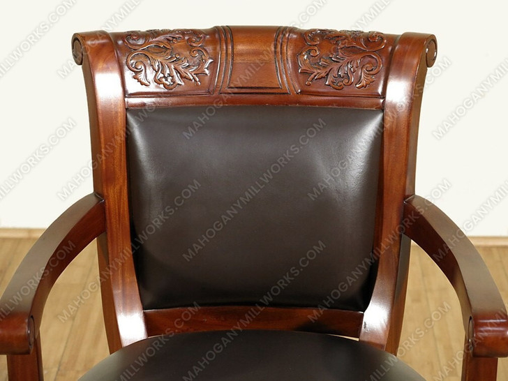 Mahogany Leather Poker/Game Chairs Set (4)