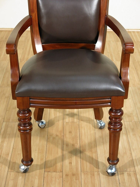 Mahogany Leather Poker/Game Chairs Set (4)