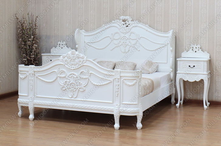 Majestic White French Napoleon Bonaparte Bed
