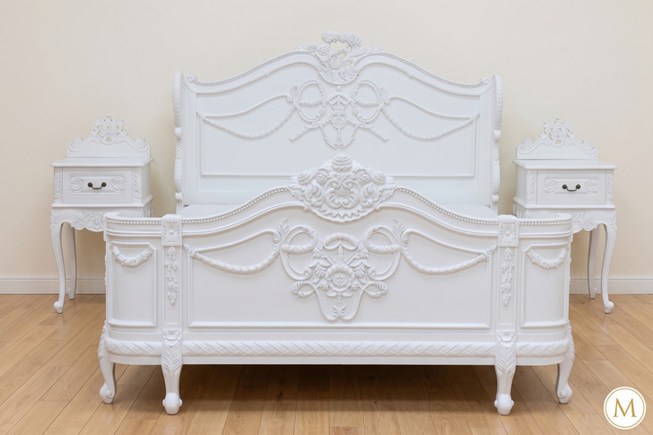 Majestic White French Napoleon Bonaparte Bed