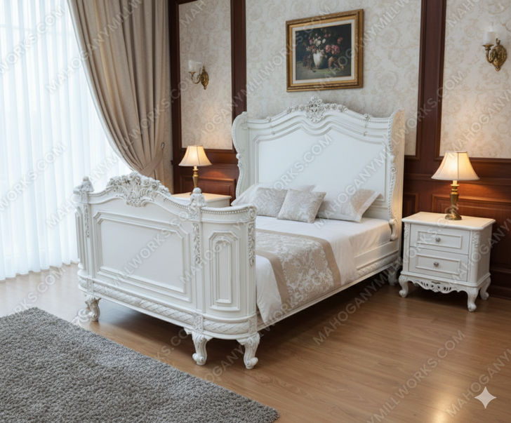 Majestic White French Bonaparte Bed