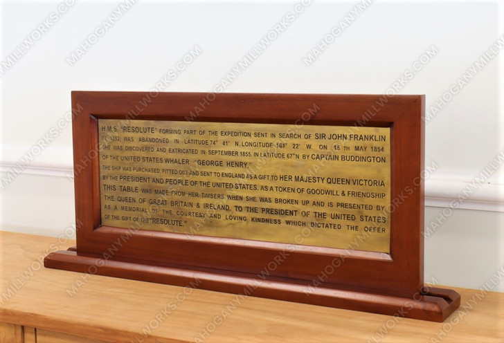 Large Framed Solid Brass Oval Office Resolute Plaque Inscription (24" x 11")