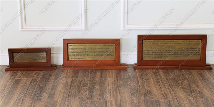 Large Framed Solid Brass Oval Office Resolute Plaque Inscription (24" x 11")