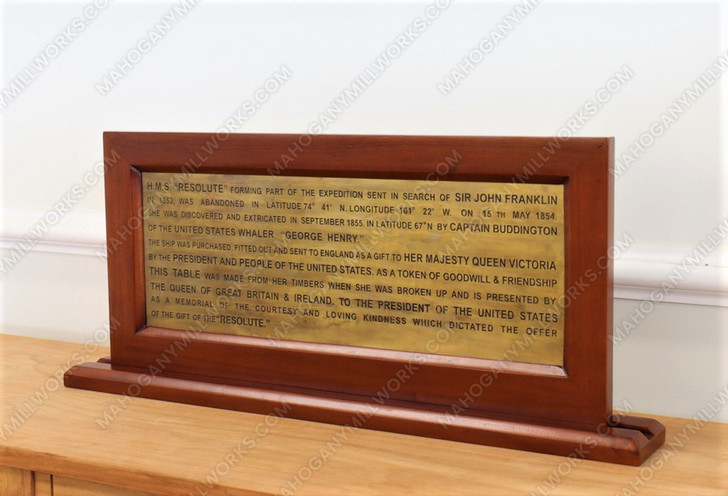 Large Framed Solid Brass Oval Office Resolute Plaque Inscription (24" x 11")