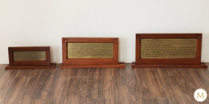 Large Framed Solid Brass Oval Office Resolute Plaque Inscription (24" x 11")