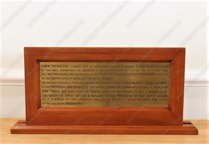 Framed Solid Brass Oval Office Resolute Plaque Inscription (20" x 10")