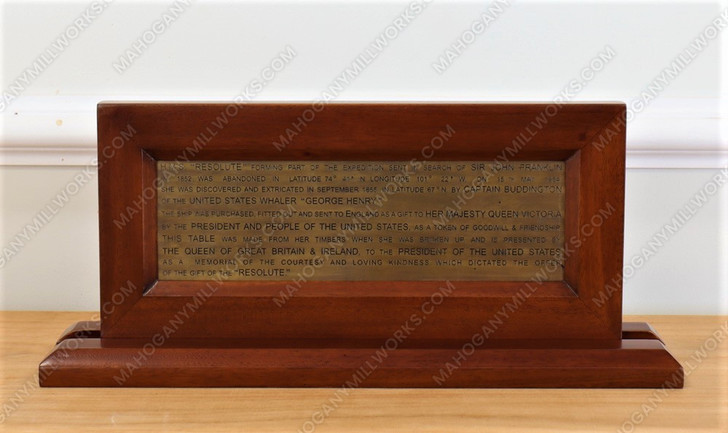 Framed Solid Brass Oval Office Resolute Plaque Inscription (15" x 8")