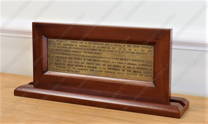 Framed Solid Brass Oval Office Resolute Plaque Inscription (15" x 8")