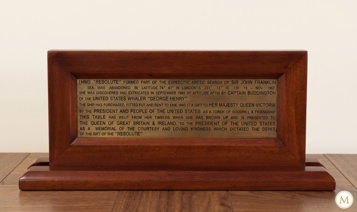 Framed Solid Brass Oval Office Resolute Plaque Inscription (15" x 8")