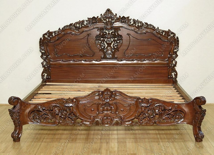 French Rococo Carved Panel Bed