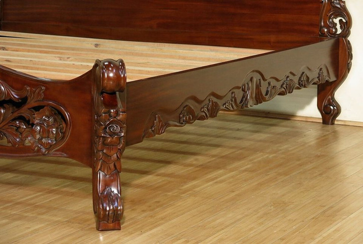 French Rococo Carved Panel Bed