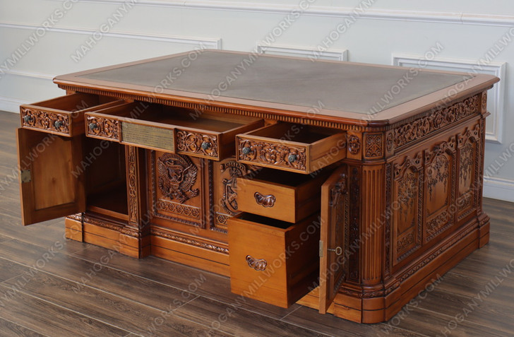 6ft Presidential Resolute Desk w/ Carved Family Crest