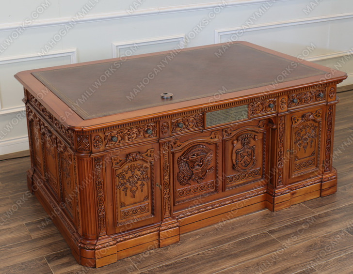 Customized 6ft Presidential Resolute Desk w/ Carved Family Crest