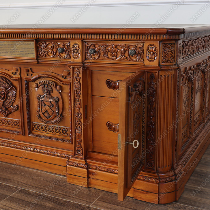 Customized 6ft Presidential Resolute Desk w/ Carved Family Crest