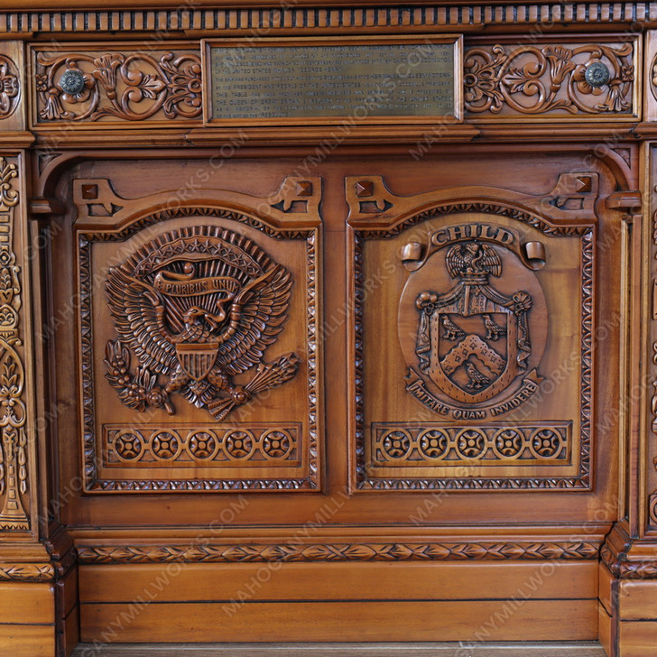 Customized 6ft Presidential Resolute Desk w/ Carved Family Crest