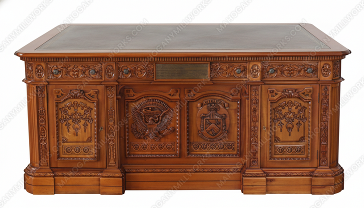 Customized 6ft Presidential Resolute Desk w/ Carved Family Crest