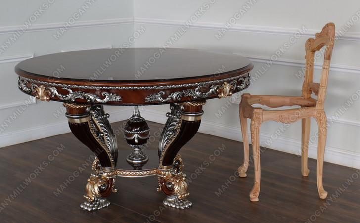 Custom 60" Classic Luxury Round Marquetry Inlay Dining Table