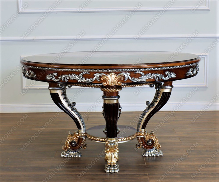 Custom 60" Classic Luxury Round Marquetry Inlay Dining Table