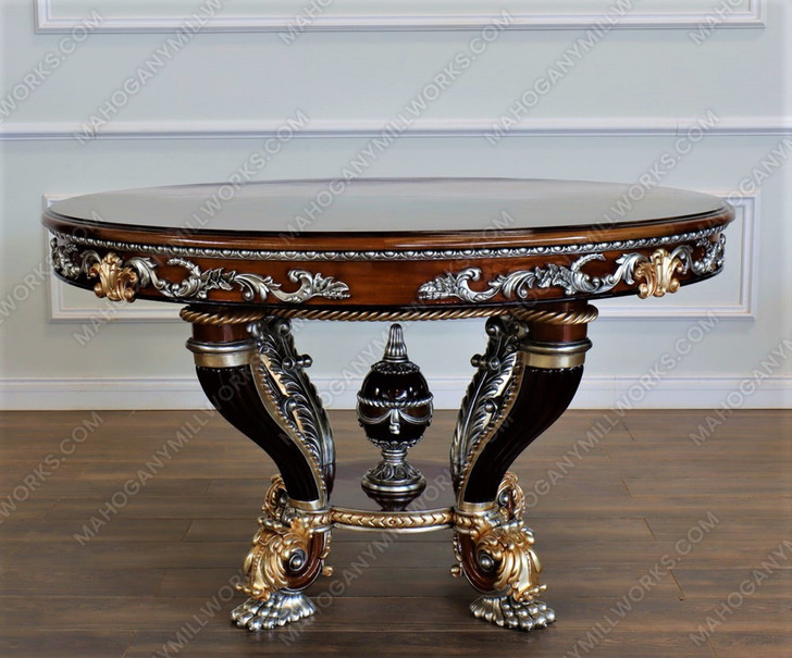 60" Round Marquetry Inlay Dining Table
