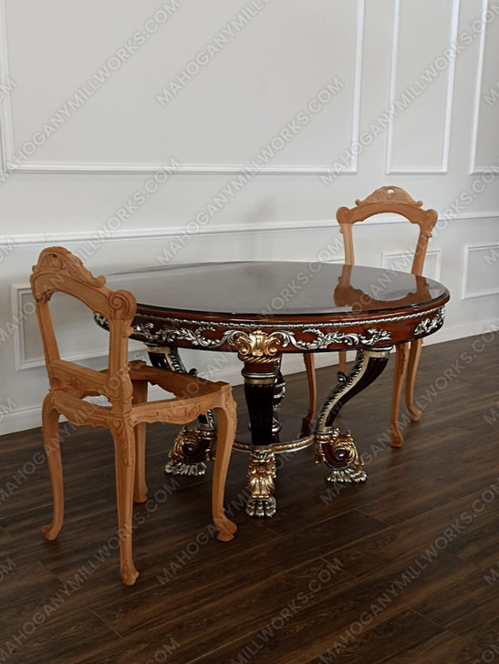 60" Round Marquetry Inlay Dining Table