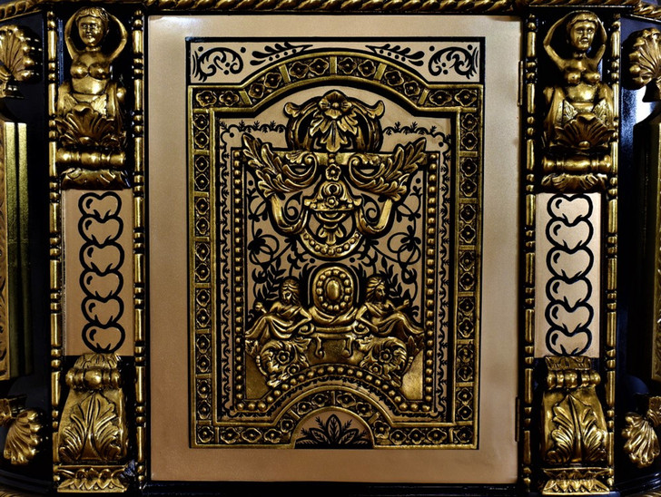 Black & Gold Ornate Bathroom Vanity Mirror Set