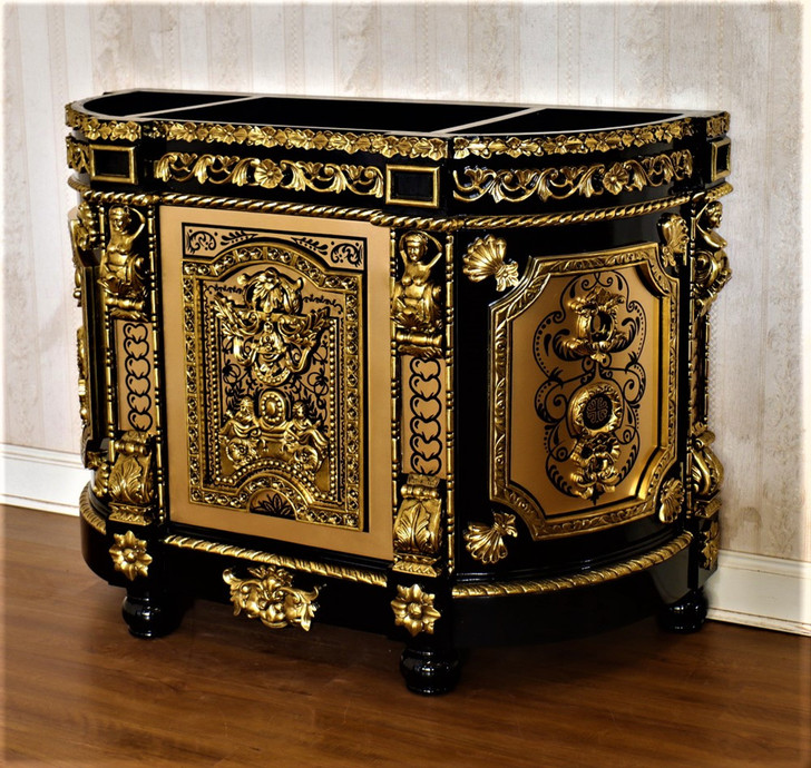 Black & Gold Ornate Bathroom Vanity Mirror Set