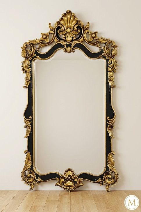 Black & Gold Ornate Bathroom Vanity Mirror Set