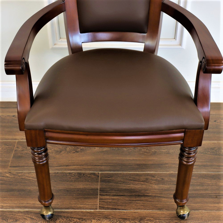 5pc Mahogany Poker/Game Table Set w/ 4 Microfiber Chairs