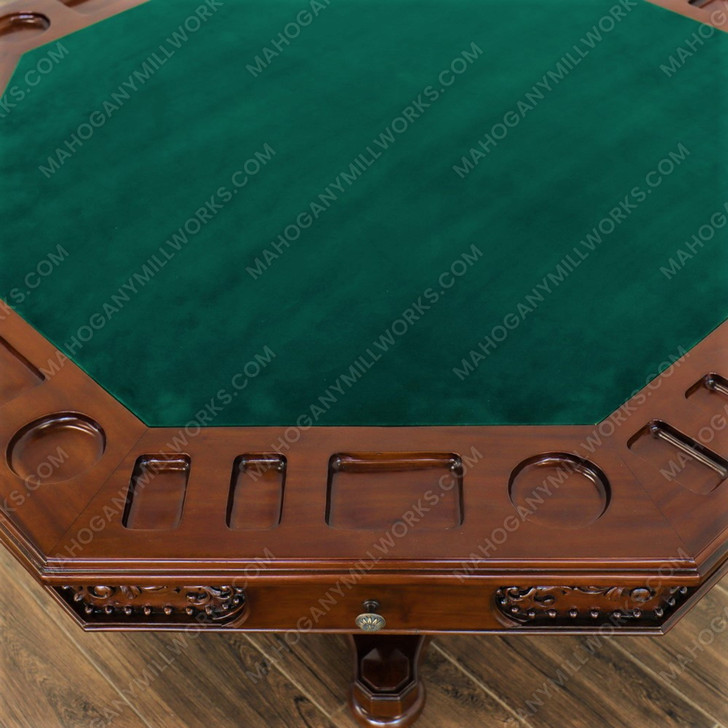 5pc Mahogany Poker/Game Table Set w/ 4 Microfiber Chairs
