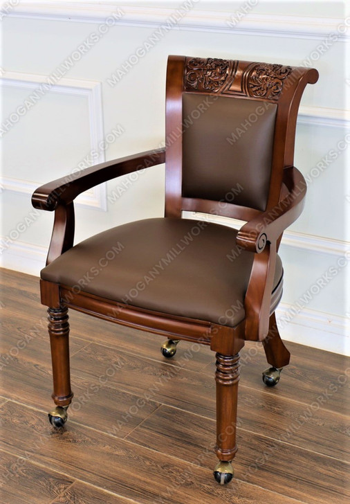 5pc Mahogany Poker/Game Table Set w/ 4 Microfiber Chairs