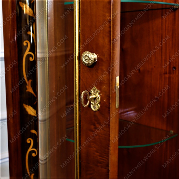 18ft Marquetry Inlay Entertainment Media Cabinet w/ Side Curios