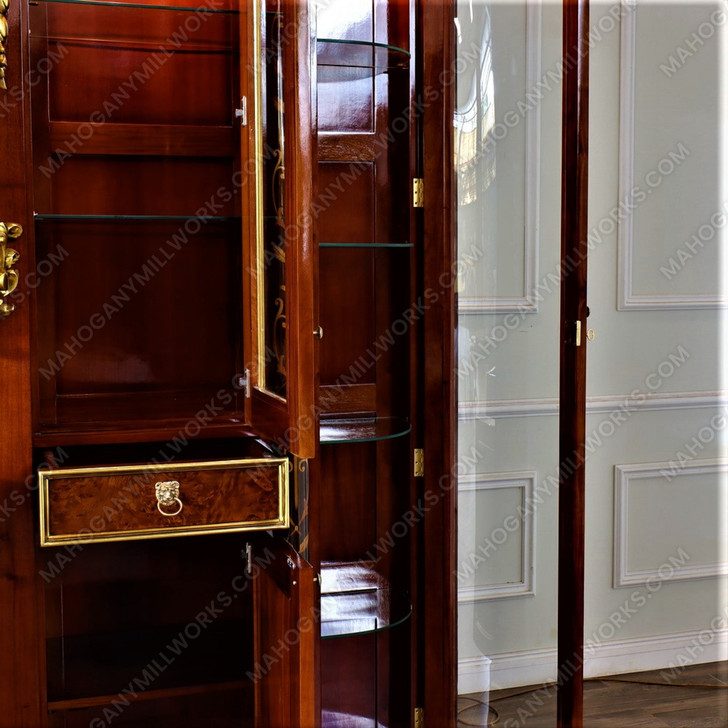 18ft Marquetry Inlay Entertainment Media Cabinet w/ Side Curios