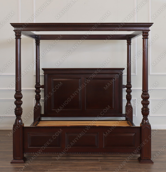 Casablanca Tobacco Finish Canopy Bed w/ Plain Panel headboard