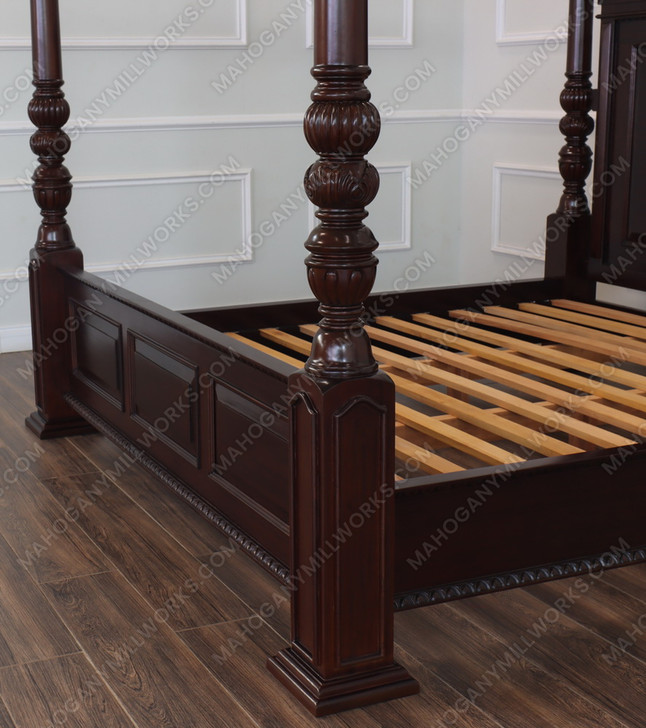 Casablanca Tobacco Finish Canopy Bed w/ Plain Panel headboard