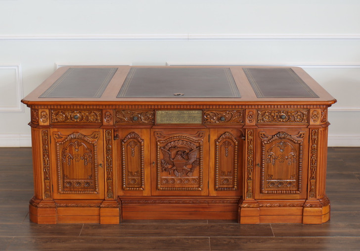 6.5ft Natural Light Mahogany Presidential Resolute Office Desk