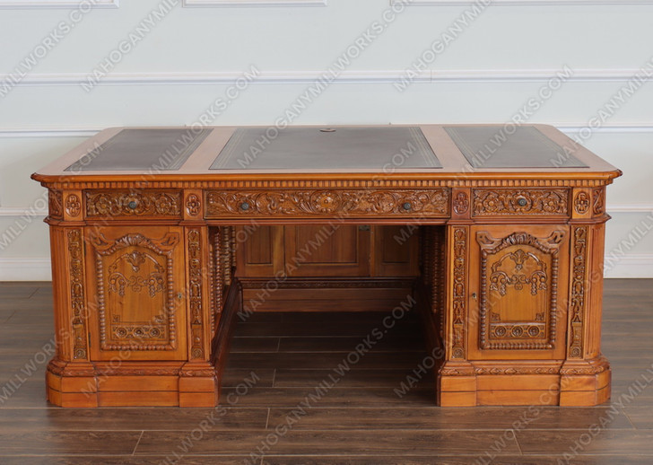 6.5ft Natural Light Mahogany Presidential Resolute Desk