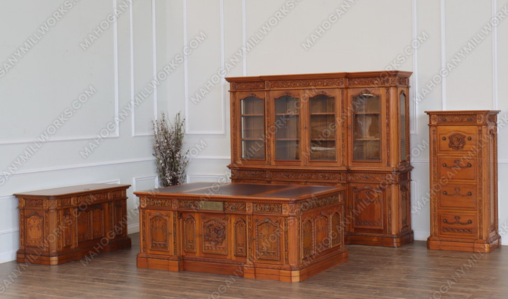 57" Natural Mahogany Presidential Resolute Office Credenza