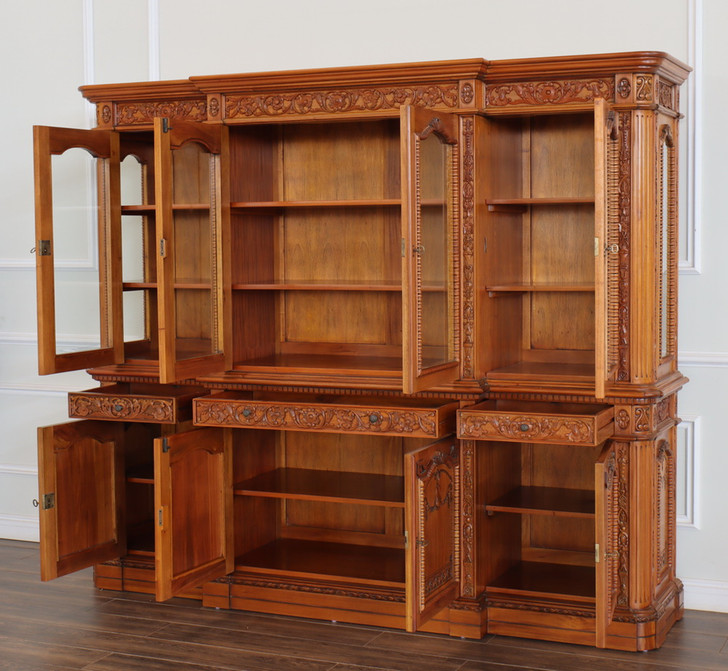 8ft Light Mahogany Resolute Breakfront Bookcase