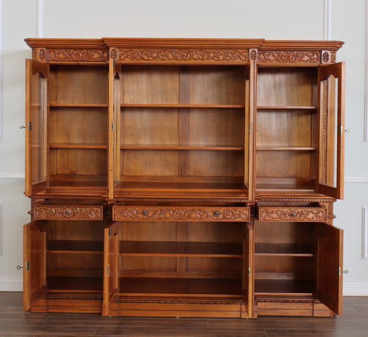 8ft Light Mahogany Resolute Breakfront Bookcase